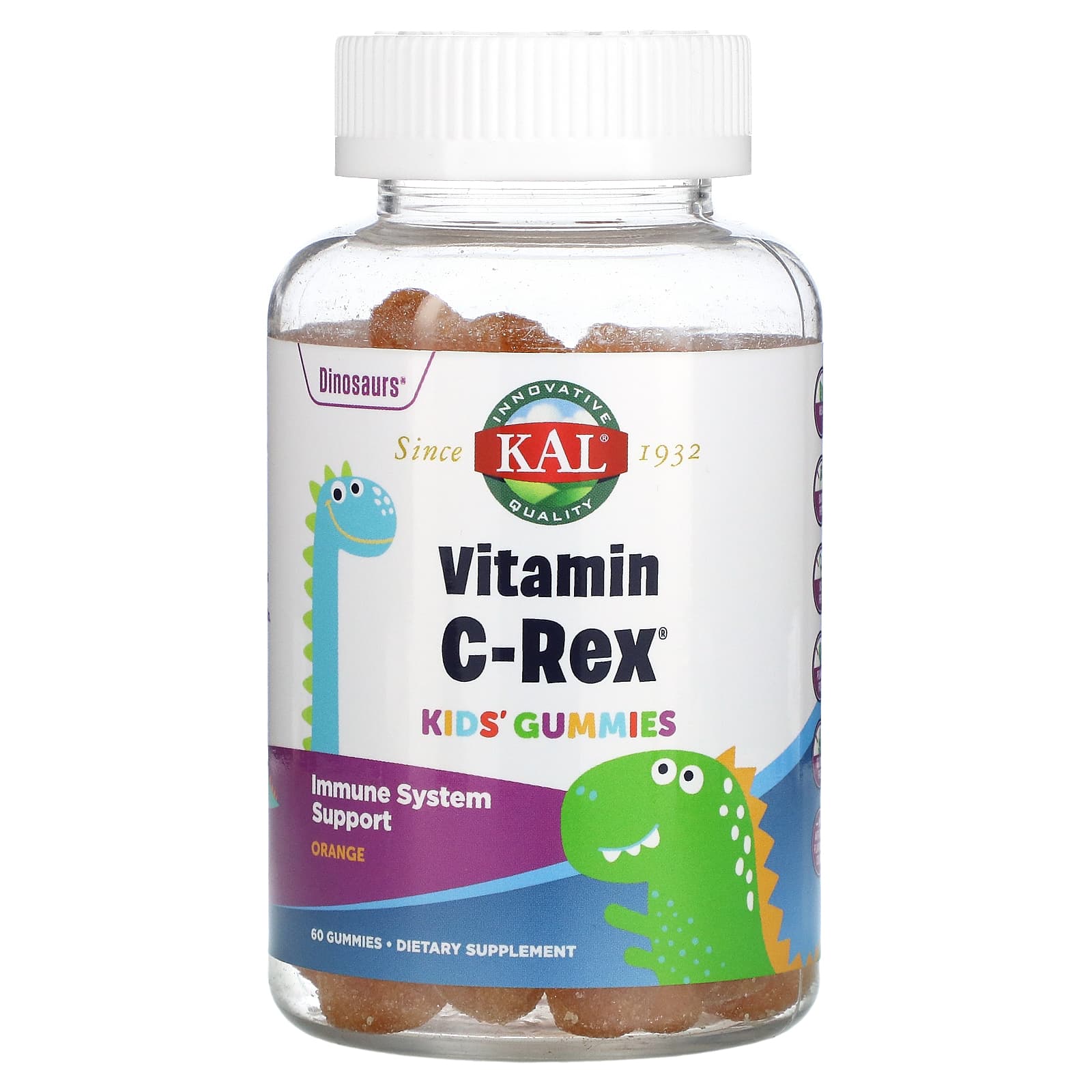 Kal, Vitamin C-Rex Gummy, Peach Mango, 60 Gummies UPC 021245973553 | HiLife Vitamins