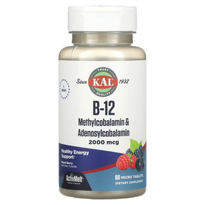 Kal, B-12 Methylcobalamin Adenosyl Activmelt, 60 Lozenges - 021245981961 | Hilife Vitamins