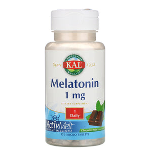 Kal, Melatonin Chocolate Mint 1 mg, 120 Micro Tablets - 021245986539 | Hilife Vitamins