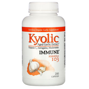 Kyolic, Aged Garlic Extract With Vitamin C & Astragalus Formula 103, 200 Capsules - 023542103428 | Hilife Vitamins