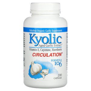 Kyolic, Aged Garlic Extract, Circulation, Formula 106, 200 Capsules - 023542106429 | Hilife Vitamins