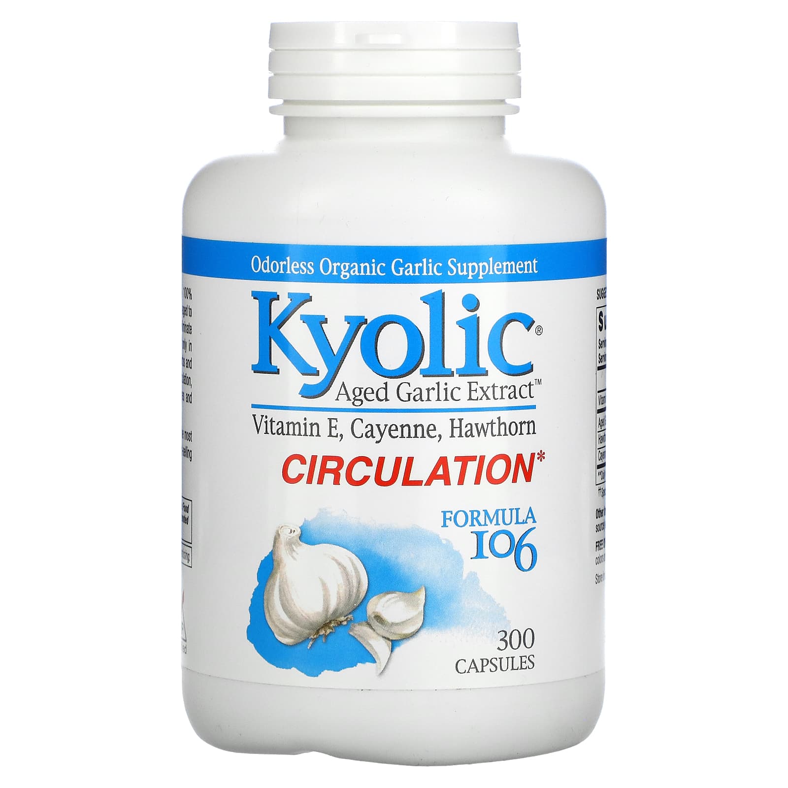 Kyolic, Aged Garlic Extract Formula 106, 300 Capsules - 023542106436 | Hilife Vitamins