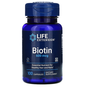 Life Extension, Biotin, 600 mcg, 100 Capsules - 737870102106 | Hilife Vitamins