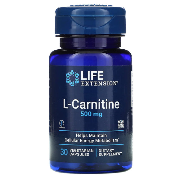 Life Extension, L-Carnitine, 500 mg, 30 Capsules - 737870153238 | Hilife Vitamins