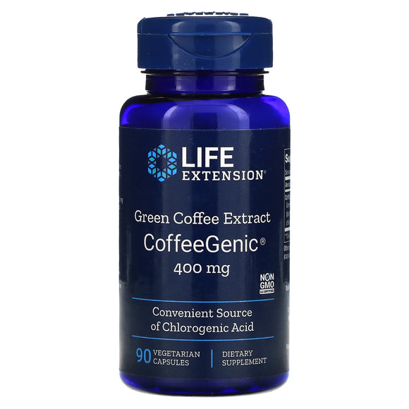 Life Extension, CoffeeGenic, Green Coffee Ext, 90 Vegetarian Capsules - 737870162094 | Hilife Vitamins