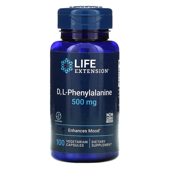 Life Extension, D, L-Phenylalanine, 500 mg, 100 Capsules - 737870167112 | Hilife Vitamins