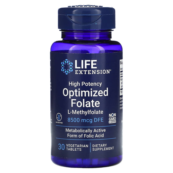 Life Extension, High Potency Optimized Folate, 30 Tablets - 737870191339 | Hilife Vitamins