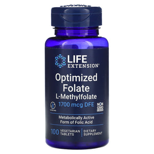 Life Extension, Optimized Folate, 1,700 mcg D, 100 Capsules - 737870193913 | Hilife Vitamins