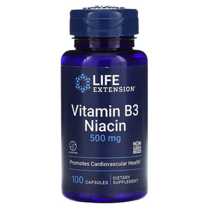 Life Extension, Vitamin B3 Niacin, 500 mg, 100 Capsules - 737870372103 | Hilife Vitamins