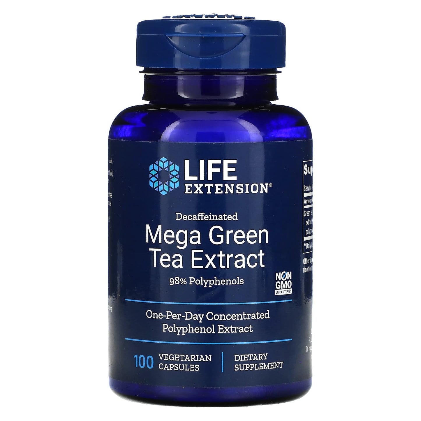 Life Extension, Mega Green Tea Extract, Decaf, 100 Capsules - 737870954101 | Hilife Vitamins