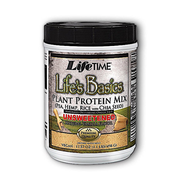Lifetime, Life's Basics Plant Protein Unsweetened Powder, 1.5 Lbs - 053232900556 | Hilife Vitamins