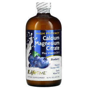 Lifetime, Calcium Magnesium Citrate Plus Vitamin D3, Blueberry, 16 Oz - 053232400025 | Hilife Vitamins