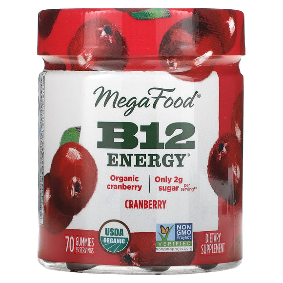 Megafood, B12 Energy, Cranberry, 70 Gummies - 051494104095 | Hilife Vitamins