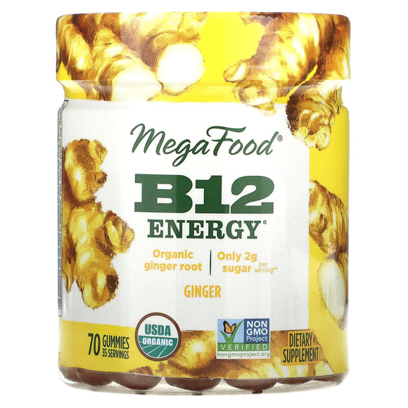 Megafood, B12 Energy, Ginger, 70 Gummies - 051494104101 | Hilife Vitamins