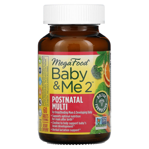 Megafood, Baby & Me 2, Postnatal Multi, 60 Tablets - 051494104286 | Hilife Vitamins