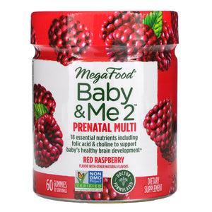 Megafood, Baby & Me 2, Prenatal Multivitamin, Red Raspberry, 60 Gummies - 051494104378 | Hilife Vitamins