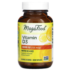 Megafood, Vitamin D3, 125 mcg  (5,000 IU), 60 - 051494104385 | Hilife Vitamins