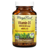 Megafood, Vitamin D3 with K & K2, 5,000 IU (125 mcg), 120 Capsules - 051494104415 | Hilife Vitamins
