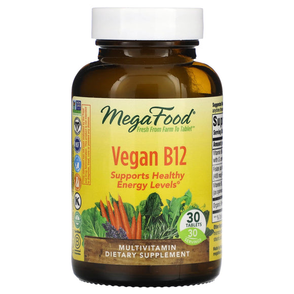 Megafood, Vegan B12, 30 Tablets - 051494120019 | Hilife Vitamins