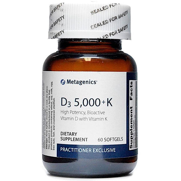 Metagenics, D3 5,000 + K, 60 Softgels - 755571950062 | Hilife Vitamins