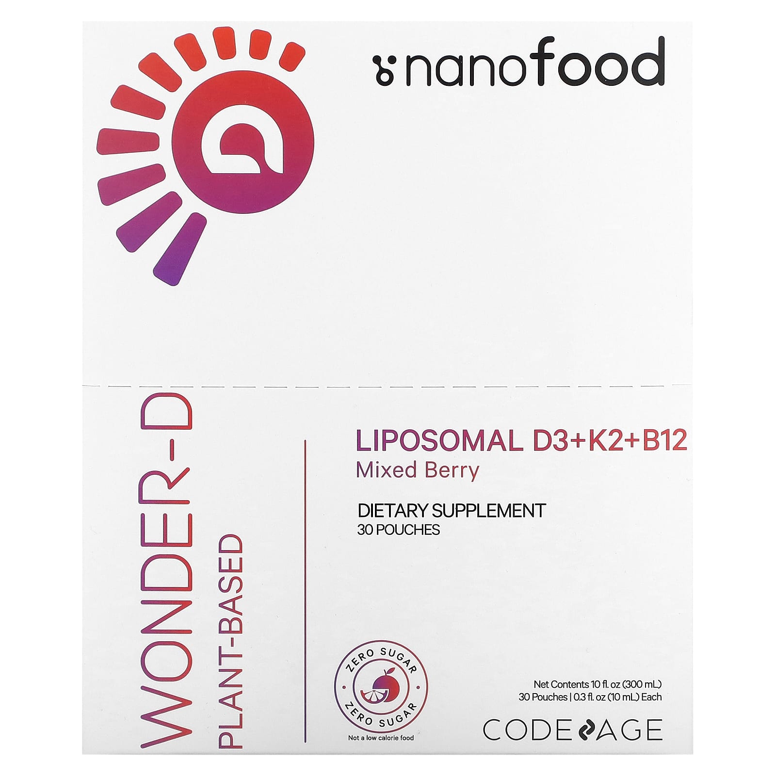 Nanofood, Wonder-D Sachet, 30 pouch UPC 850026121711 | HiLife Vitamins