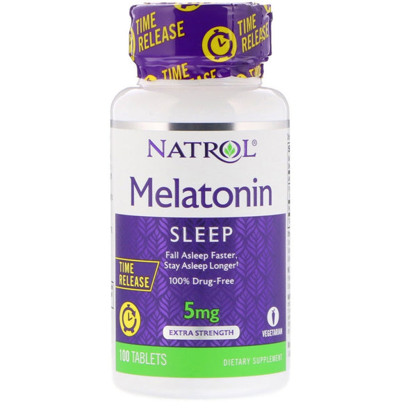 Natrol, Melatonin 5 mg Time Release, 100 Tablets - 047469048372 | Hilife Vitamins