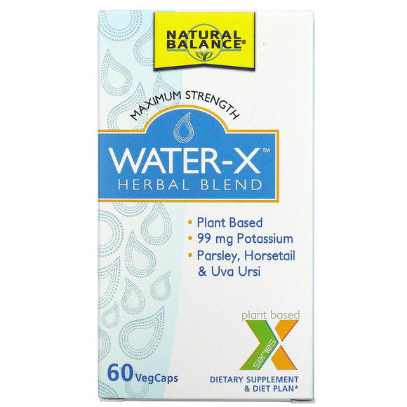 Natural Balance, Water-X, Herbal Blend, Maximum Strength, 60 Capsules - 047868712171 | Hilife Vitamins