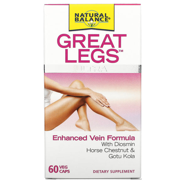 Natural Balance, Great Legs Ultra, Enhanced Vein Formula, 60 Vegetarian Capsules - 047868774322 | Hilife Vitamins