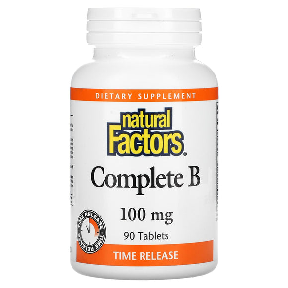 Natural Factors, Complete B, 100 mg, 90 Tablets - 068958011417 | Hilife Vitamins