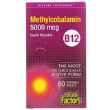 Natural Factors, B12, Methylcobalamin, 5,000 mcg, 60 Chewables - 068958012476 | Hilife Vitamins