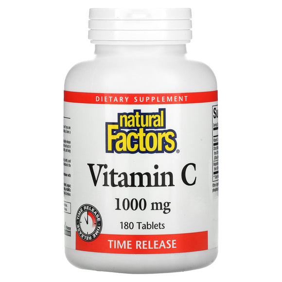 Natural Factors, Vitamin C, Time Release, 1,000 mg, 180 Tablets - 068958013428 | Hilife Vitamins