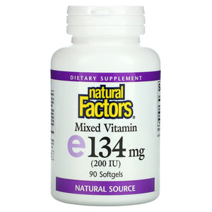 Natural Factors, Mixed Vitamin E, 134 mg (200 IU), 90 Softgels - 068958014005 | Hilife Vitamins