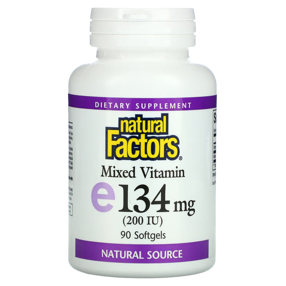 Natural Factors, Mixed Vitamin E, 134 mg (200 IU), 90 Softgels - 068958014005 | Hilife Vitamins