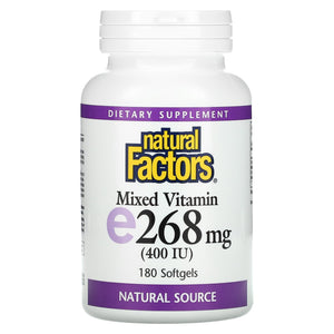 Natural Factors, Mixed Vitamin E, 268 mg (400 IU), 180 Softgels - 068958014227 | Hilife Vitamins