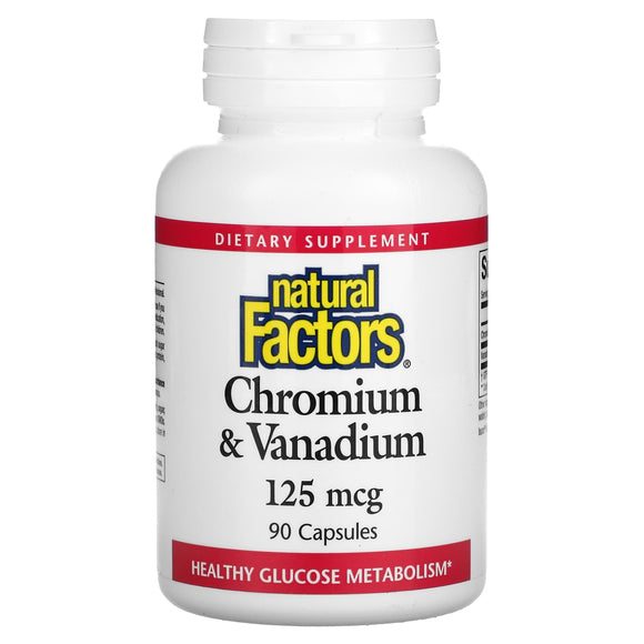 Natural Factors, Chromium & Vanadium, 125 mcg, 90 Capsules - 068958016351 | Hilife Vitamins