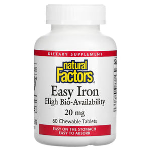 Natural Factors, Easy Iron, 20 mg, 60 Chewables - 068958016474 | Hilife Vitamins