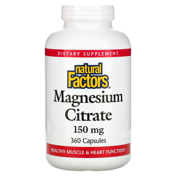 Natural Factors, Magnesium Citrate, 150 mg, 360 Capsules - 068958016559 | Hilife Vitamins