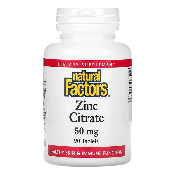 Natural Factors, Zinc Citrate, 50 mg, 90 Tablets - 068958016801 | Hilife Vitamins