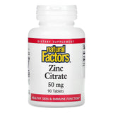 Natural Factors, Zinc Citrate, 50 mg, 90 Tablets - 068958016801 | Hilife Vitamins