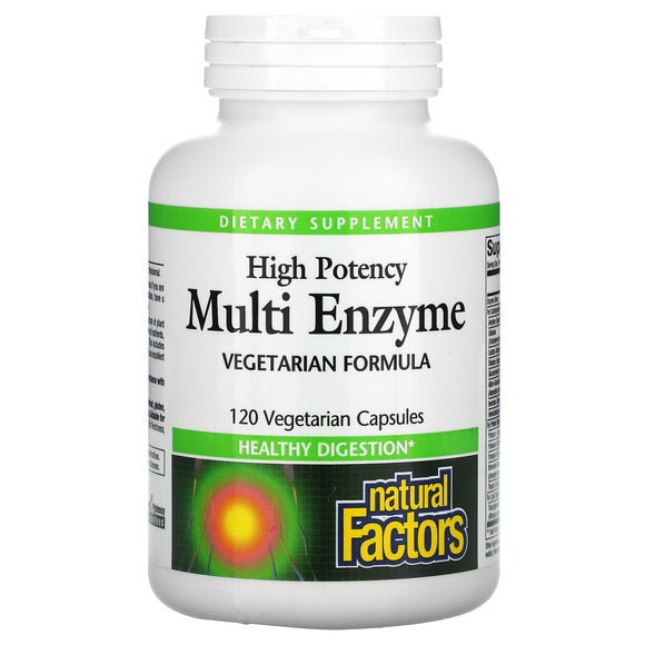 Natural Factors, High Potency, Multi Enzyme, 120 Vegetarian Capsules - 068958017464 | Hilife Vitamins