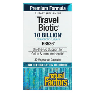 Natural Factors, Travel Biotic, BB536, 10 Billion, 30 Capsules - 068958018133 | Hilife Vitamins