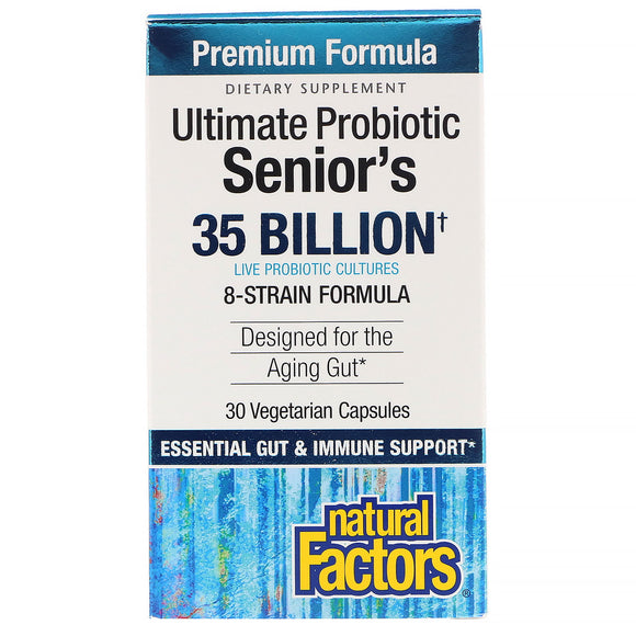 Natural Factors, Ultimate Probiotic Senior's 35 Billion, 30 Vegetarian Capsules - 068958018140 | Hilife Vitamins