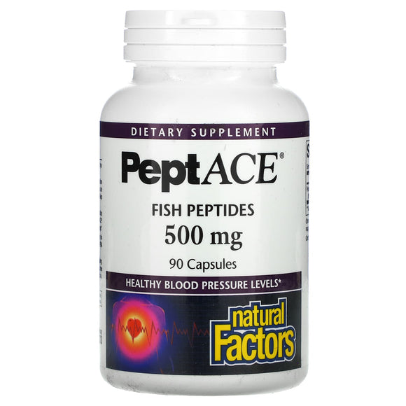 Natural Factors, PeptACE, Fish Peptides, 500 mg, 90 Capsules - 068958020853 | Hilife Vitamins