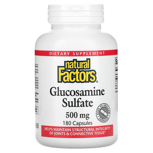 Natural Factors, Glucosamine Sulfate 500 mg, 180 Capsules - 068958026565 | Hilife Vitamins