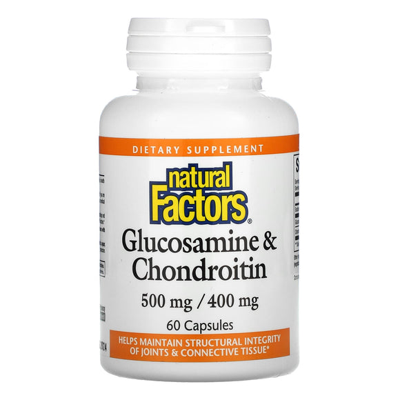 Natural Factors, Glucosamine & Chondroitin 500 mg & 400 mg, 60 Capsules - 068958026862 | Hilife Vitamins