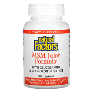 Natural Factors, MSM Joint Formula 300 mg GLS, 300 mg MSM, 240 mg Chondroitin, 90 Capsules - 068958026954 | Hilife Vitamins