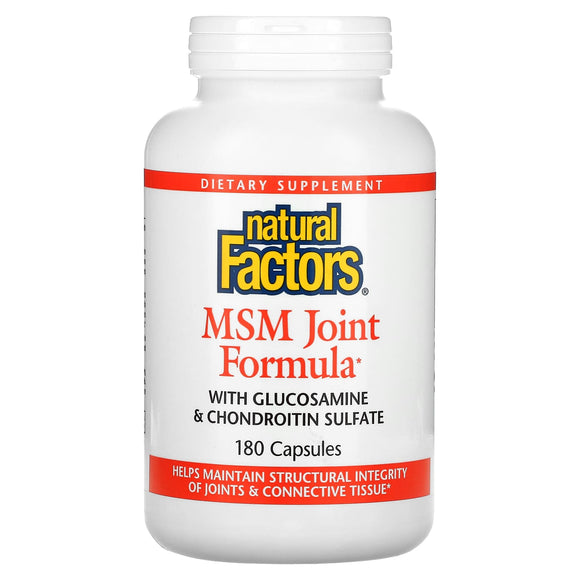 Natural Factors, MSM Joint Formula with Glucosamine &, 180 Capsules - 068958026961 | Hilife Vitamins