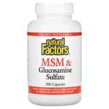 Natural Factors, MSM & Glucosamine 500 mg & 375 mg, 180 Capsules - 068958026992 | Hilife Vitamins