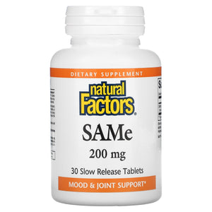 Natural Factors, SAMe (Disulfate Tosylate), 200 mg, 30 Tablets - 068958027074 | Hilife Vitamins