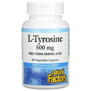 Natural Factors, L-Tyrosine 500 mg, 60 Capsules - 068958028033 | Hilife Vitamins